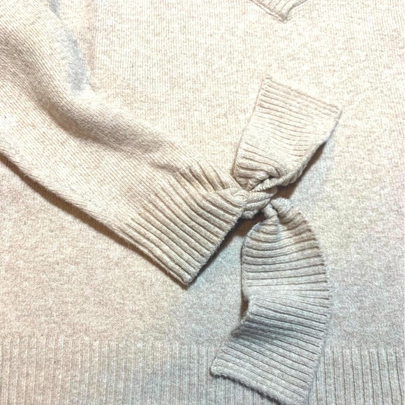 Abound V-Neck 3/4 Sleeve Sweater Women Medium Oatmeal Cotton Blend - Picture 3 of 7